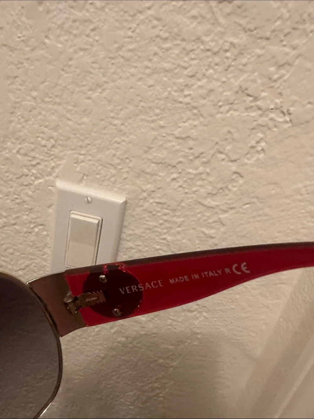 Versace Women's Oversized Brown Gradient Shield Sunglasses with Red Temples